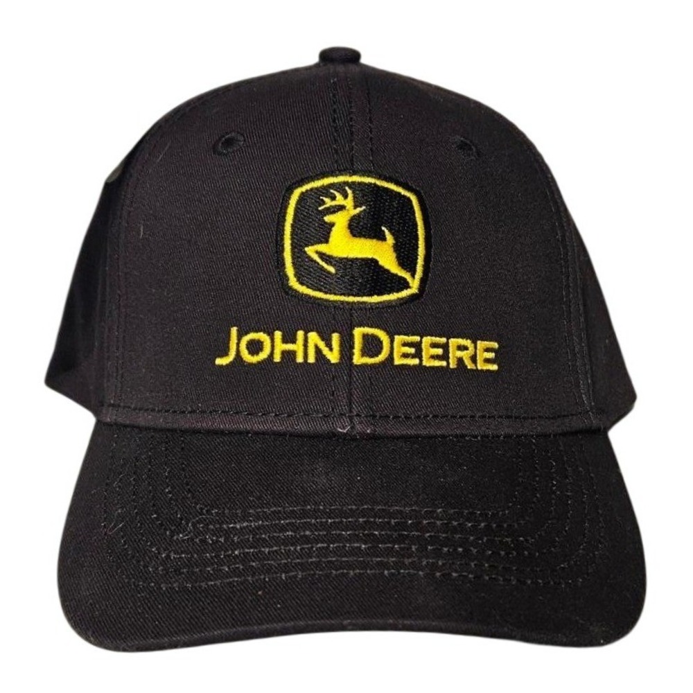 John Deere Black Chino Baseball Cap Hat Embroidered Logo LP69073 New With Tags